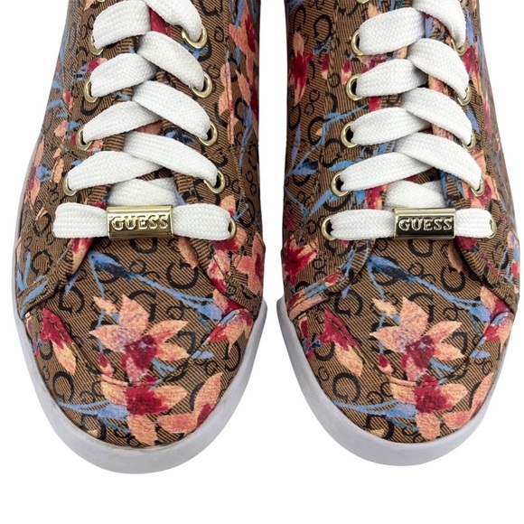 Guess NEW Goodlie Floral Patterned Coated Canvas Sneakers Lace-Up, Women’s Sz 10 - Picture 8 of 11